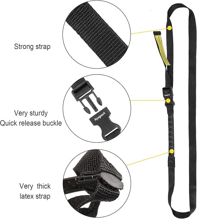 Ayaport Utility Straps with Buckle Quick-Release Adjustable Nylon Straps Black 4 Pack (Stretch-0.75"x48")