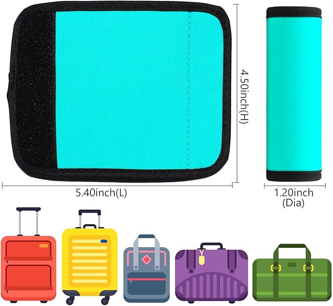 Luggage Handle Wrap 2 Pack Luggage Handle Wraps for Suitcase Bright Neoprene Luggage Handle Covers/Extender/Identifiers-Travel Accessories Must Haves (Aqua-2 Pack)