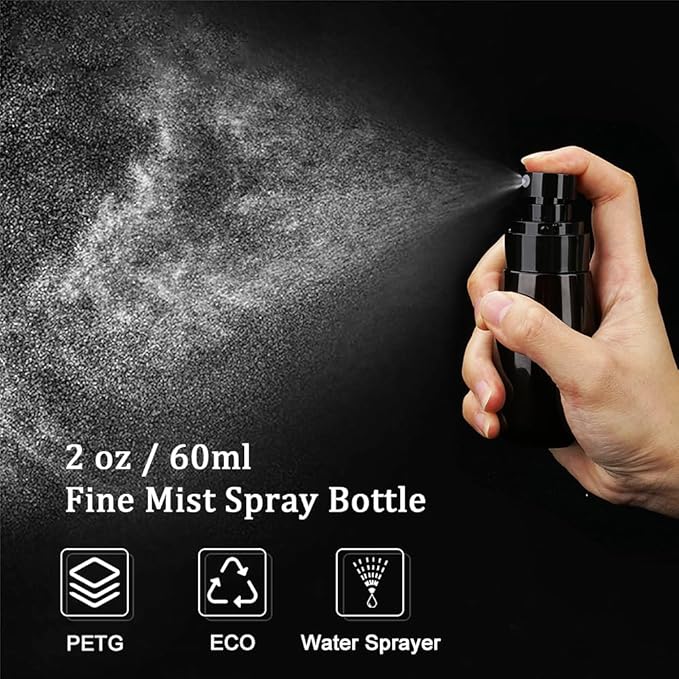 Cosywell Travel Spray Bottle 2oz 60ml 3 Pack TSA Approved Leak Proof Fine Mist Spray Bottles Empty Plastic Refillable Spray Bottle for Perfume Essential Oils Toners Rose Water Cosmetics（3Brown）