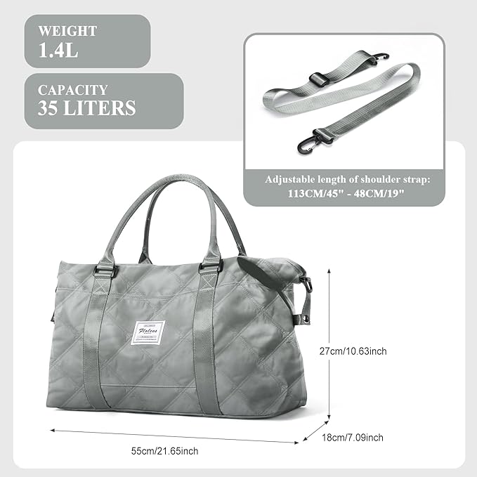 HYC00 Travel Duffel Bag,Carry-on Overnight Weekender Bags for Women,Sports Tote Gym Bag with Wet Pocket