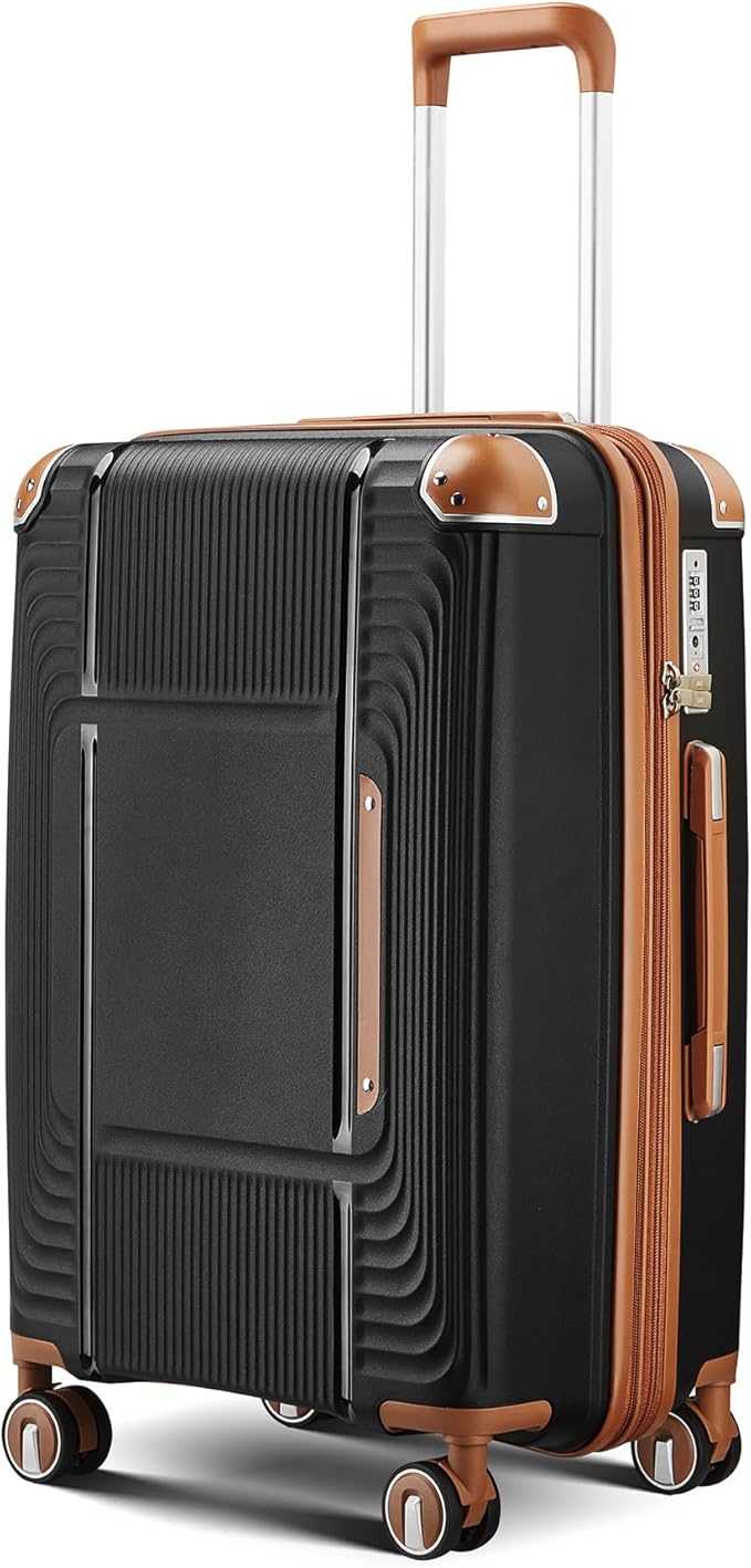 3 Piece Carry On Luggage Set with Expandable Duffel & Toiletry Bag, 20 Inch PP Hardshell Suitcase with YKK Zippers & Reinforced Corner Guards, Lightweight Spinner Wheels with TSA Lock (Black)