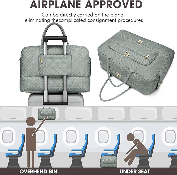 Large Women Travel Duffle Bag, Weekender Bags for Women with Shoe Compartment, Carry on Overnight Bag with Toiletry Bag, Gym Duffel Bag with Wet Pocket, Hospital Bags for Labor and Delivery 3 PCS Set