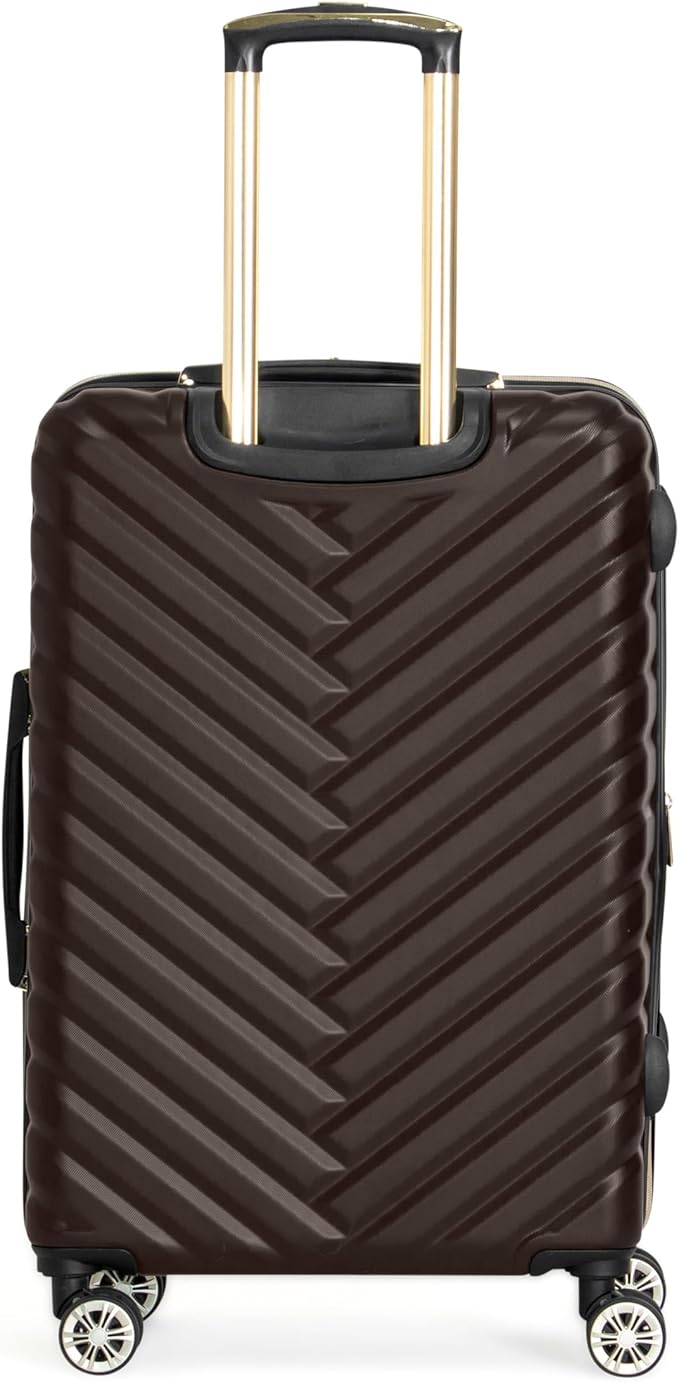 Kenneth Cole REACTION Madison Square Lightweight Hardside Chevron Expandable Spinner Luggage, Chocolate Brown, 24-Inch Checked