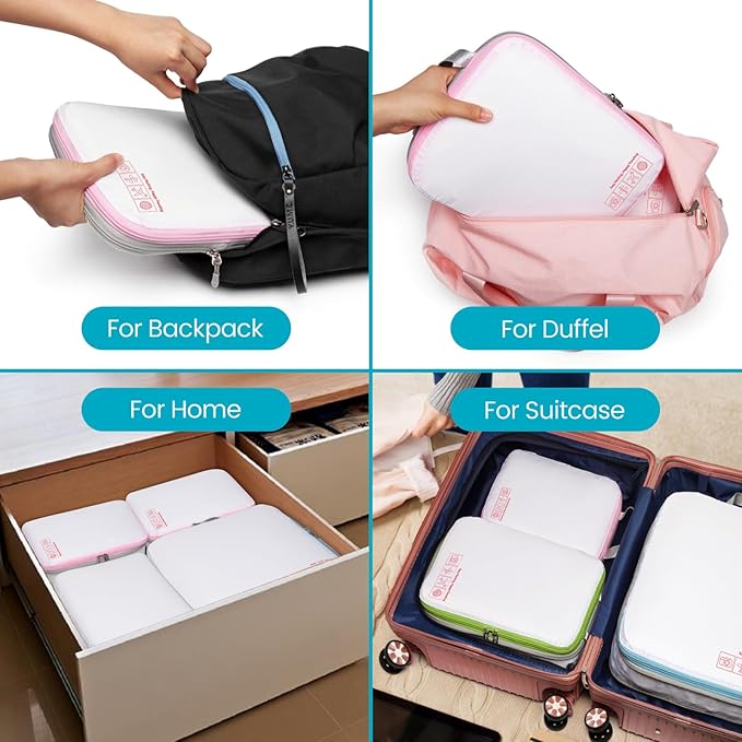 Cambond Compression Packing Cubes for Travel - Lightweight Expandable Travel Bags Luggage Organizers Travel Essentials Compression Cubes for Travel Space Saver for Carry on Suitcases Organizer