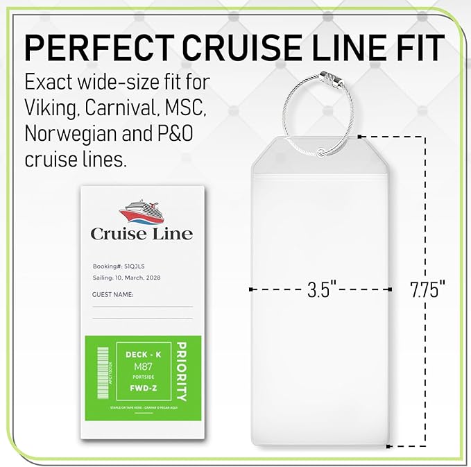 Untethered Cruise Luggage Tag Holders (6 Pack, Wide) | Clear Luggage Tags for Cruise Ships | Durable PVC Travel Bag ID Tags (6.3" x 3.5")