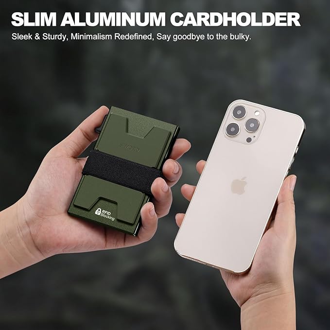 SEMORID Slim Aluminum Card Holder Wallet for Men, Durable Expandable Backplate, RFID Blocking Minimalist Metal Pop Up Wallet, Holds 12+ Cards Plus Cash