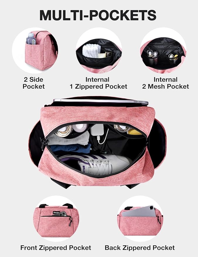 Noozion 14 inch Small Gym Bag for Women & Men, Lightweight Carry On Mini Duffle Bag with Multiple Pockets, Sports Bag for Travel and Workout.
