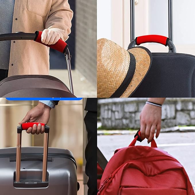 2 Pack Luggage Handle Wraps for Suitcase, Bright Color Comfort Soft Handle Covers (Red)