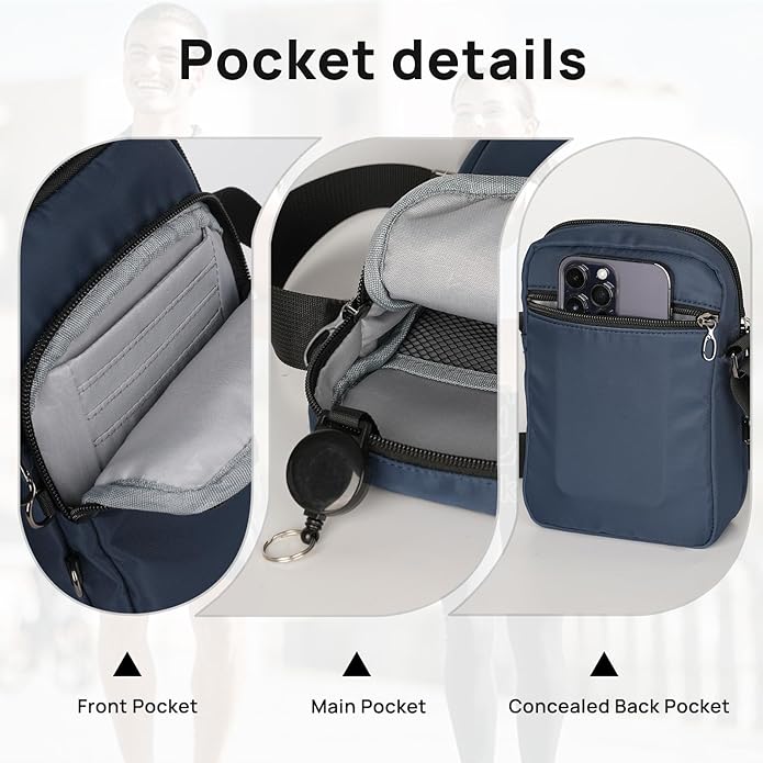 VADOO Sling Bag for Men Women, Anti Theft Crossbody Bag with Zipper Lock, RFID Blocking & Waterproof for Travel Casual