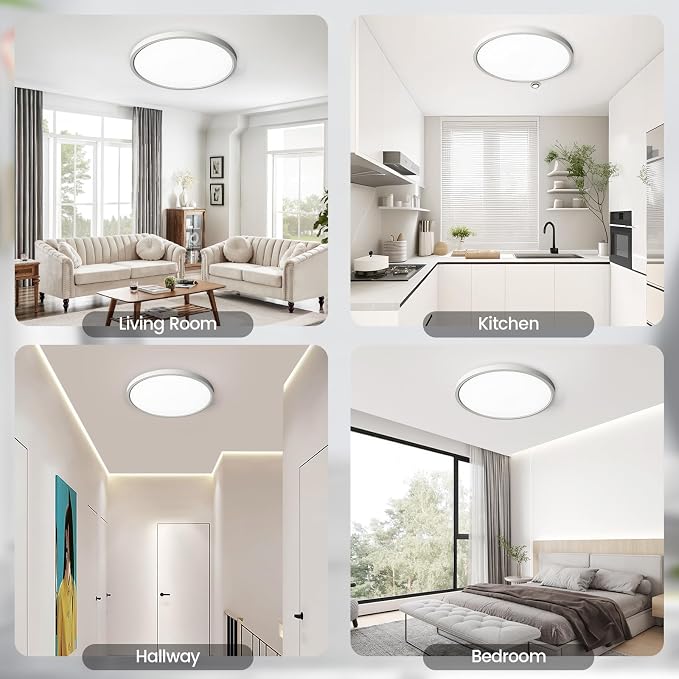 TALOYA Flush Mount Ceiling Light,10 Inch,18W,5000K Daylight | LED Ceiling Light for Bedroom, Living Room, Kitchen, Laundry and Hallway,110-240V Compatible,White
