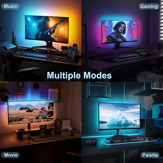 Monitor Backlight for Win PC Gaming, RGBIC LED, 19-32 Inch | Smart LED Lights Strip for Monitors with Color Matching,Immersive Lighting Effects for Games Movie Music with Multiple Modes