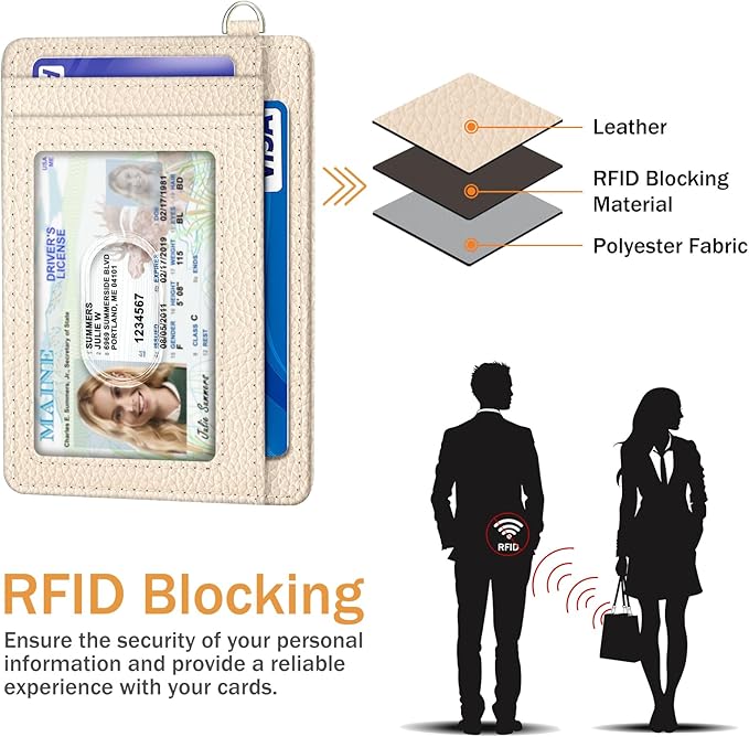 Yonlevres Credit Card Holder for Women, Slim RFID Wallet Front Pocket Small Card Holder, Travel Card Case ID Window PU Leather Cute Funny Thin RFID Blocking Card Organizer Gifts Girls Ladies