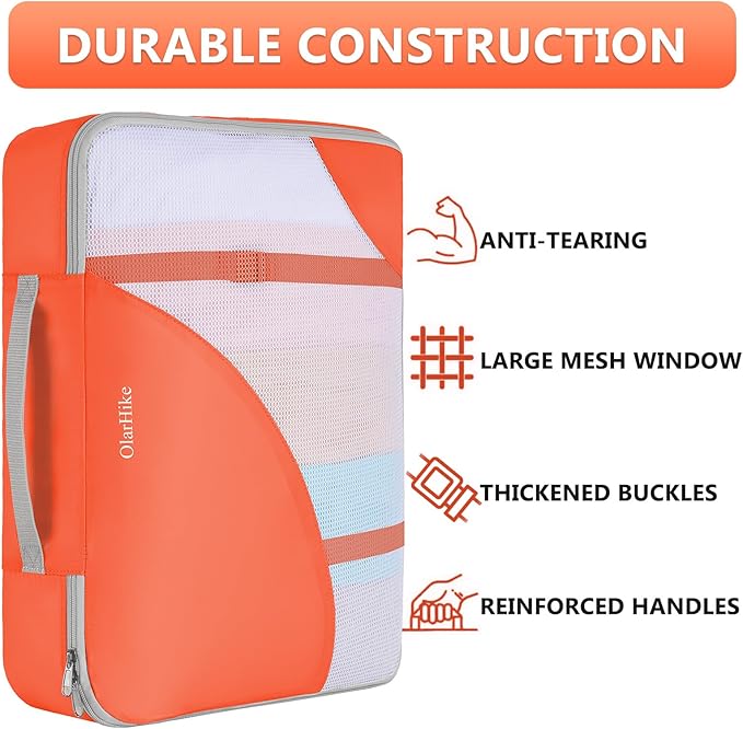 8 Set Packing Cubes for Travel, Gifts for Women Mom,Anti-Tearing Suitcase Organizer for Luggage with Shoe & Hanging Toiletry Bag,OlarHike Vacation Essentials & Accessories for Cruise Ship
