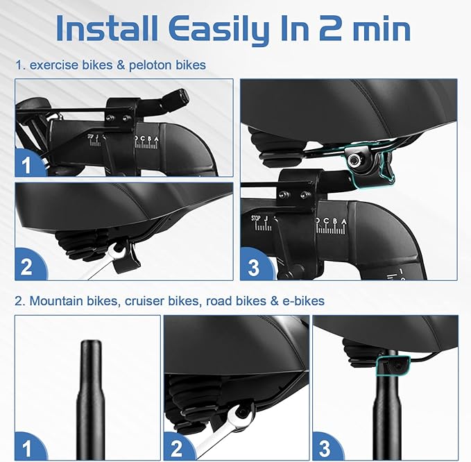 Bicycle Seat, Bike Seat for Women Men Extra Comfort Wide, Oversized Comfortable Seats Saddle for Peloton Bikes, Fit for Exercise Bikes, Electric Bikes, Mountain Bikes, Cruiser Bikes