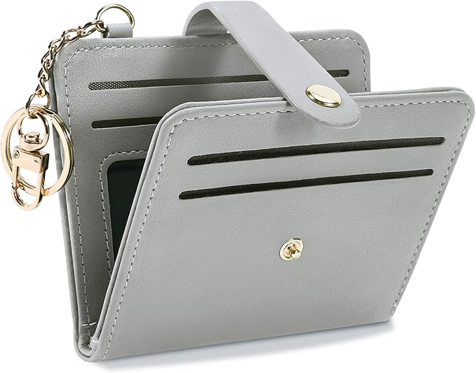 Airkit Small Wallets Woman RFID Blocking Leather Credit Card Holder - with ID Window - Card Wallets for Women - with Zipper Coin Purse - Keychain Wallet