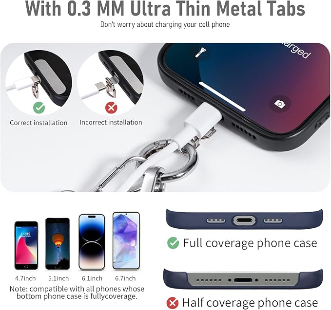 Tiostep Clip and Go Strap for Phone with Wallet Crossbody Phone Lanyard and Detachable Checkered Bag with ID Window and RFID Pouch for Daily Travel.