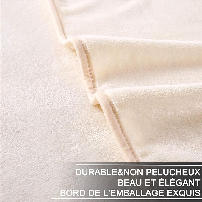 Soft Blanket Queen Size Fleece Warm Fuzzy Throw Blankets for The Bed Sofa Lightweight 90"*90"(Queen Ivory)