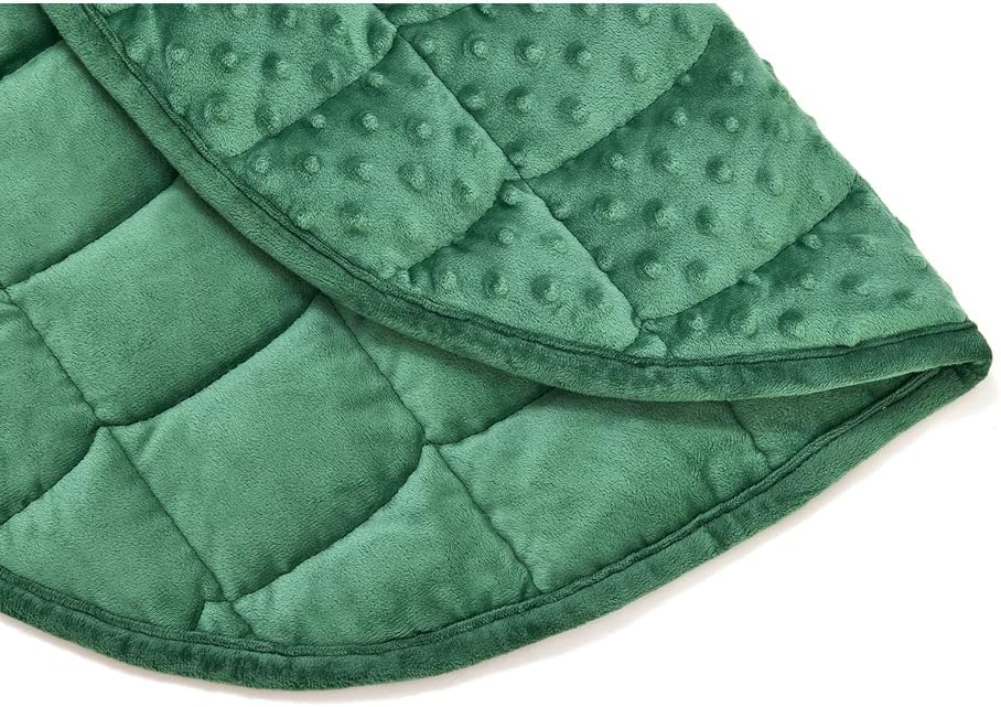 TONGDADA Weighted Lap Blanket 7lbs for Adult,Perfect for Relaxation, Lounging, Napping, Sleeping & Travel,Luxury Minky Weighted Body Blanket,Weighted Throw Blanket-Dark Green Minky Dot, 29" x 24"