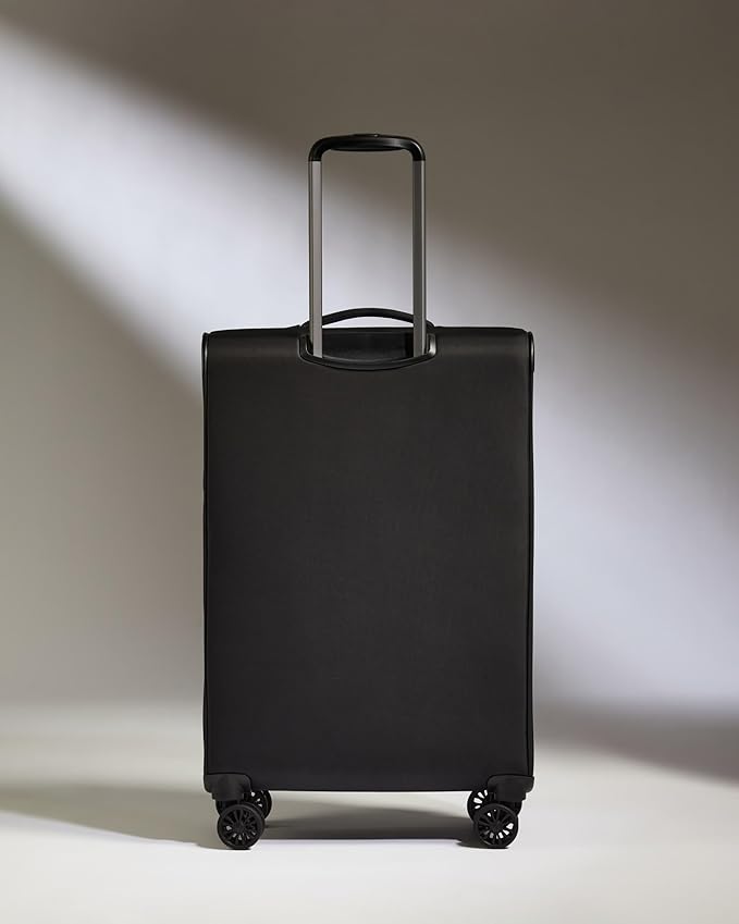 ANTLER - Soft Stripe Medium Luggage - 27" Softside Suitcase, Adjustable Handle, 4 Spinner Wheels, Lightweight, Expandable, TSA Lock - Recycled Polyester Luggage - Black