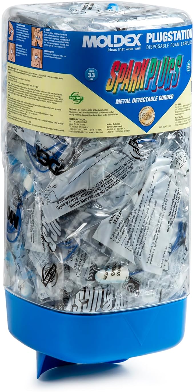 Moldex SparkPlugs PlugStation Metal Detectable Corded Disposable Foam Earplug Dispenser 6881, NRR 33dB
