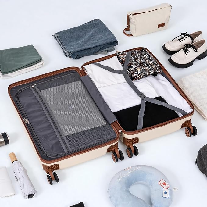 5 Piece Luggage Sets with Spinner Wheels, Hardshell ABS Suitcase Set with Tsa Lock, Lightweight Hardside Waterproof Travel Suitcases for Men Women, OliveDrab (20"/24"/28")