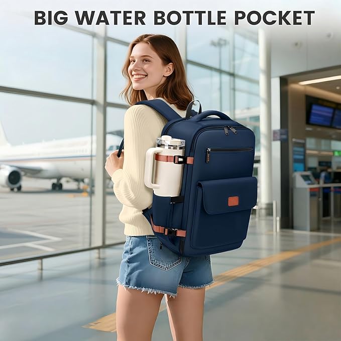 MATEIN Personal Item Travel Backpack, Lightweight Frontier Personal Item Bag with Shoe Compartment 15.6 inch Water Resistant Travel Laptop Backpack Airline Approved Underseat Backpacks for Women, Blue