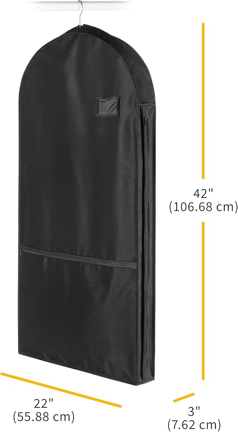 Whitmor Zippered Garment Bag with Pocket - Set of 3 - Black