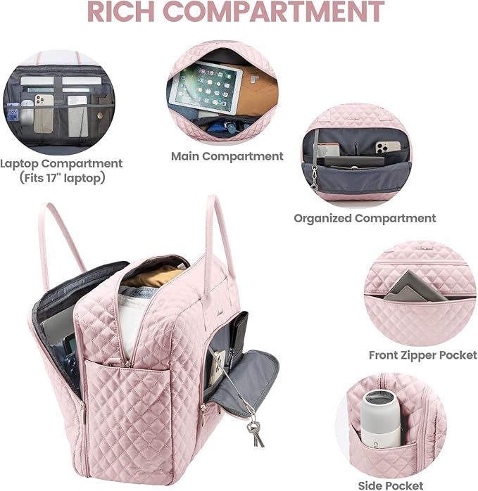 LOVEVOOK Travel Duffle Bag - Women's Weekender Carry On Overnight Laptop & Gym Bag With Toiletry/Shoe Pocket, Hospital Labor Bag