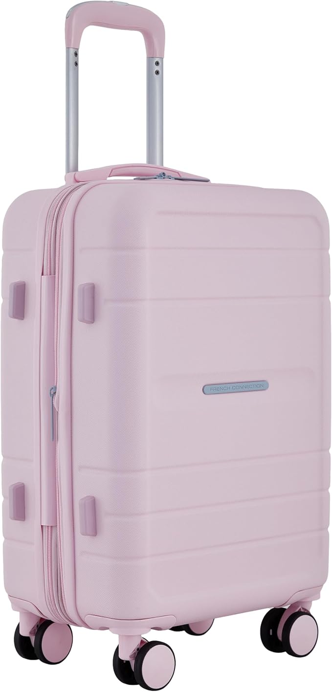 French Connection St. Martin Carry-On Luggage with Cup Holder/USB Ports, Pink A Boo