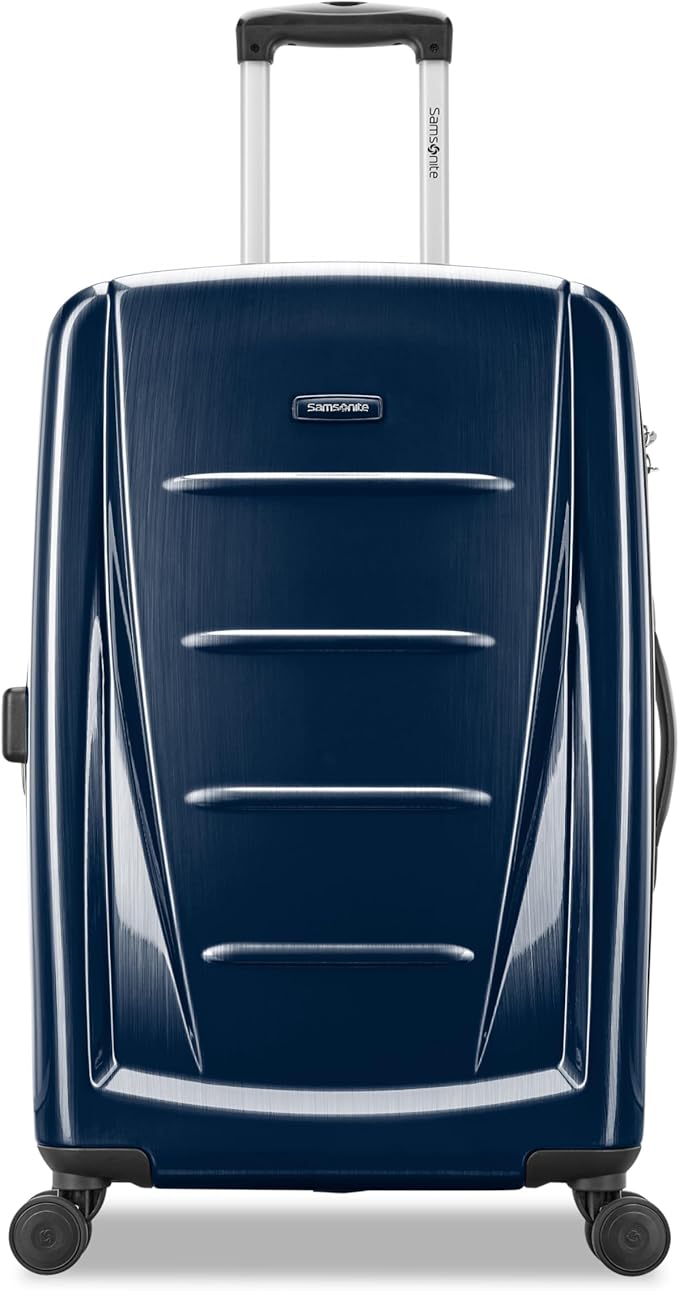 Samsonite Winfield 2 Hardside Expandable Luggage with Spinner Wheels, Navy, Checked-Medium 24-Inch