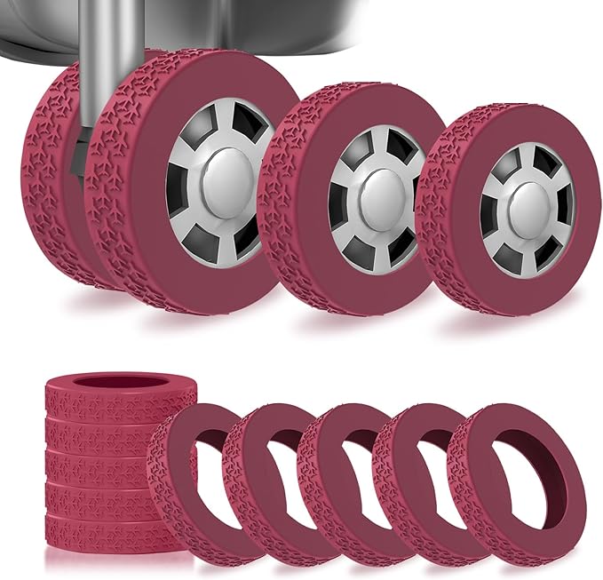 10 Pack Luggage Wheel Covers, 3 Size Protector Cover for 1.89-2.04" Suitcase Spinner Wheels, Upgraded Wear-Resistant, Silent, Shock Absorption Luggage Accessories for Carry-On Travel (Red, S)