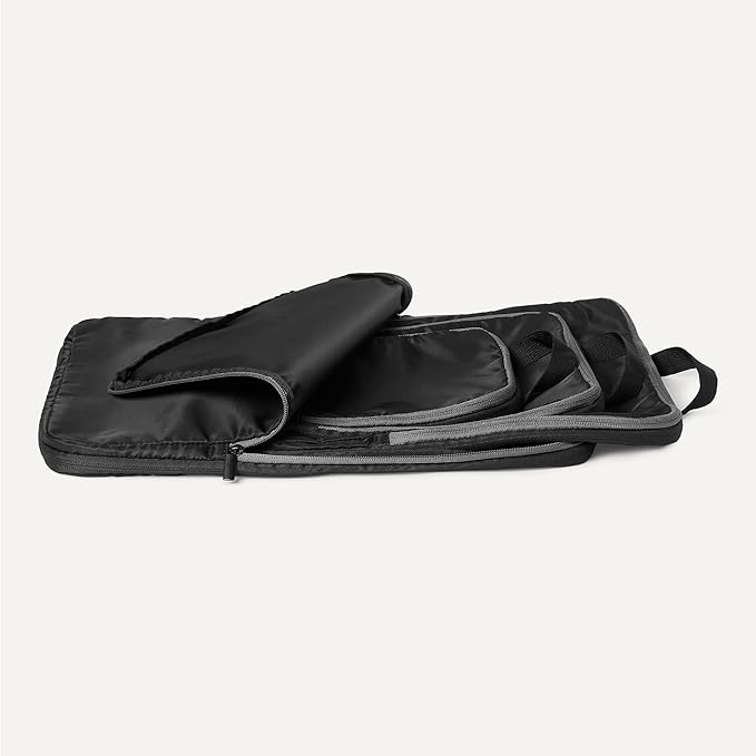Amazon Essentials 4-Pack Ultralight Compression Packing Cubes Organizer, Black