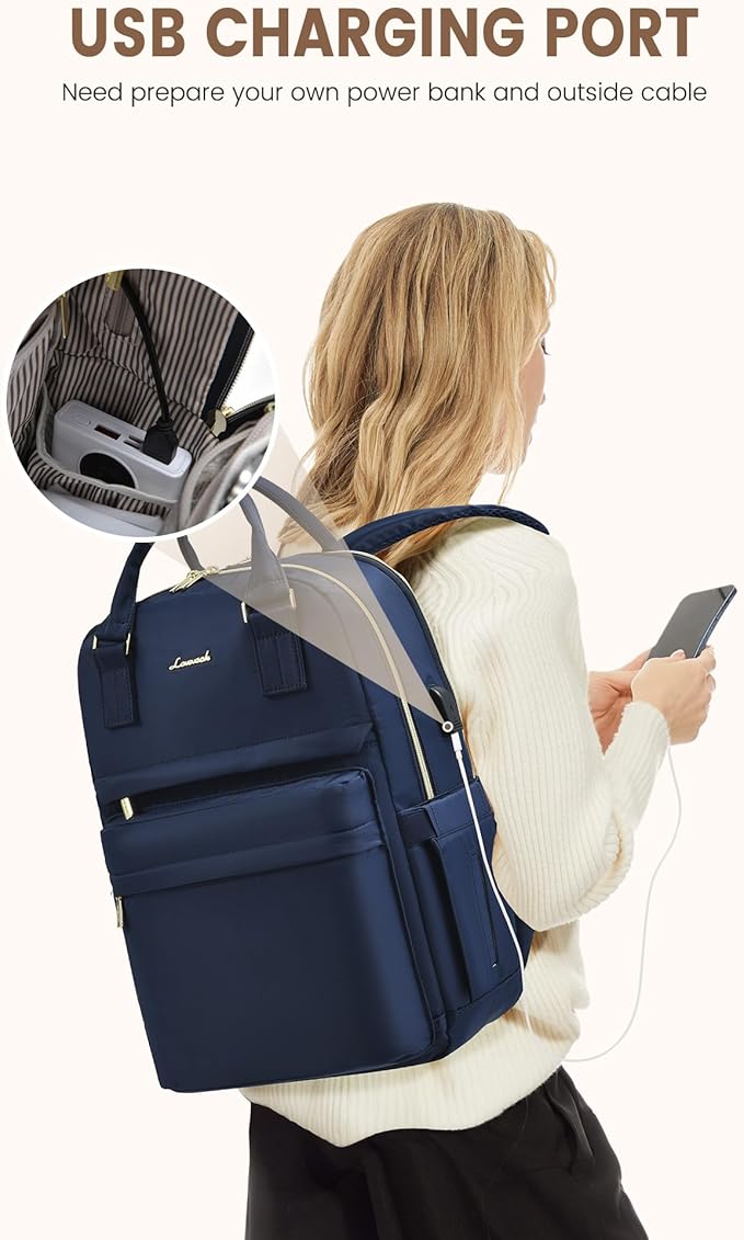 LOVEVOOK Laptop Backpack for Women 15.6 Inch Laptop Bag with USB Port, Fashion Waterproof Backpacks Teacher Nurse Stylish Travel Bags Vintage Daypacks for College Work