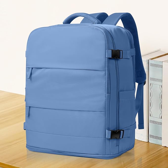 coowoz Large Travel Backpack Carry On for Women Man Waterproof Gym Backpacks with Laptop Compartment Mochila de Viaje Teacher Personal Item Backpack Rucksack Airplane Accessories Must Haves Sky Blue
