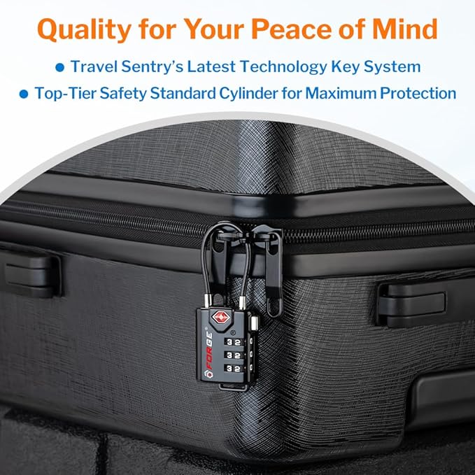 Open Alert TSA Approved Luggage Locks, 6 Pack, Easy Read Dials with Alloy Body.
