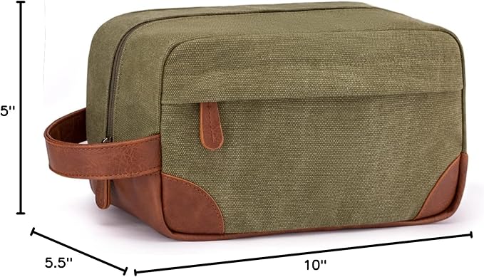 Vorspack Travel Toiletry Bag - Hanging Toiletry Bag for Men Water Resistant Canvas Shaving Bag with Large Capacity for Travel - Green