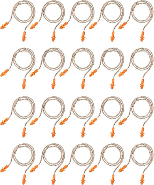 20 Pairs Corded Ear Plugs Reusable Silicone Earplugs with String Banded Ear Plug for Sleeping Noise Cancelling Noise Reduction Hearing Protection(Brown-Orange)