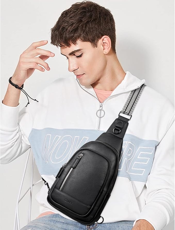 CLUCI Crossbody Bags for Women Men,Leather Sling Bag Cross Body Backpack for Woman Gifts for Women Birthday Unique