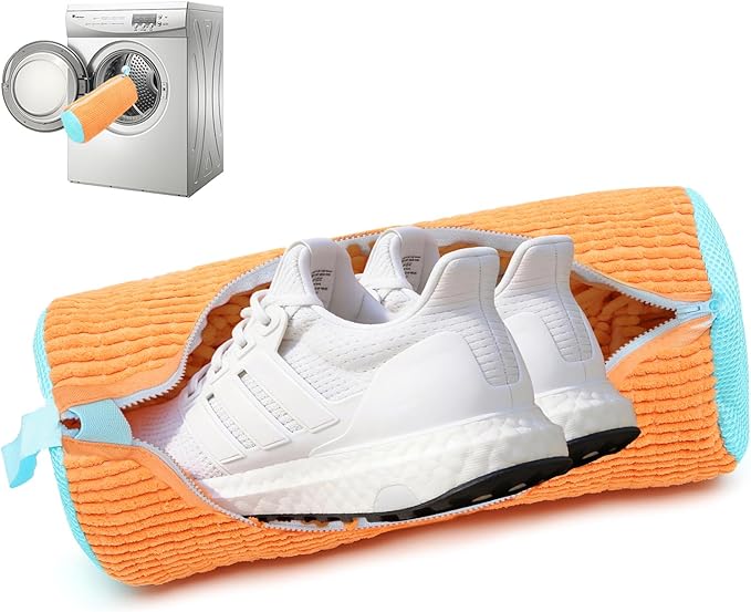 1PCS Shoes Washing Machine Bags, Laundry Shoe Bag for Washer and Dryer, Reusable and Durable Zipper Sneaker Shoe Washing Bag, Tennis Shoes Cleaning Bag for All Shoe Types (Orange)