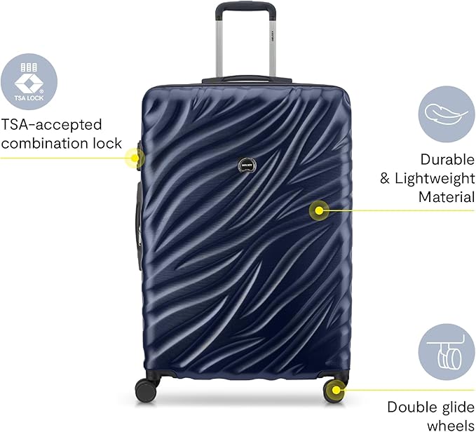 DELSEY PARIS Alexis Durable Hardside Luggage, Expandable Lightweight 4-Wheel Spinner, Easy Grip Telescoping Handle for Smooth Mobility, TSA-Lock Incorporated, Men and Women, Navy, Check-In 29-Inch