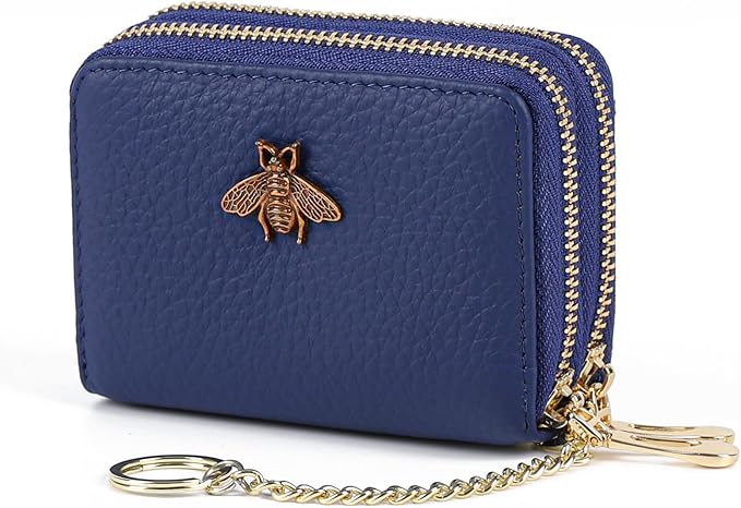 imeetu RFID Credit Card Holder, Small Leather Zipper Card Case Wallet for Women