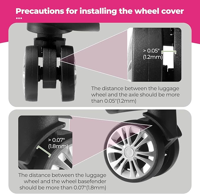 8 Pcs Upgrade Luggage Wheel Covers, Carry On Luggage Suitcases,Wear-Resistant, Anti-Noise, Silicone Wheel Protective Covers for 2-2.4" Spinner Wheel,Essential Travel Accessories (Hot pink)