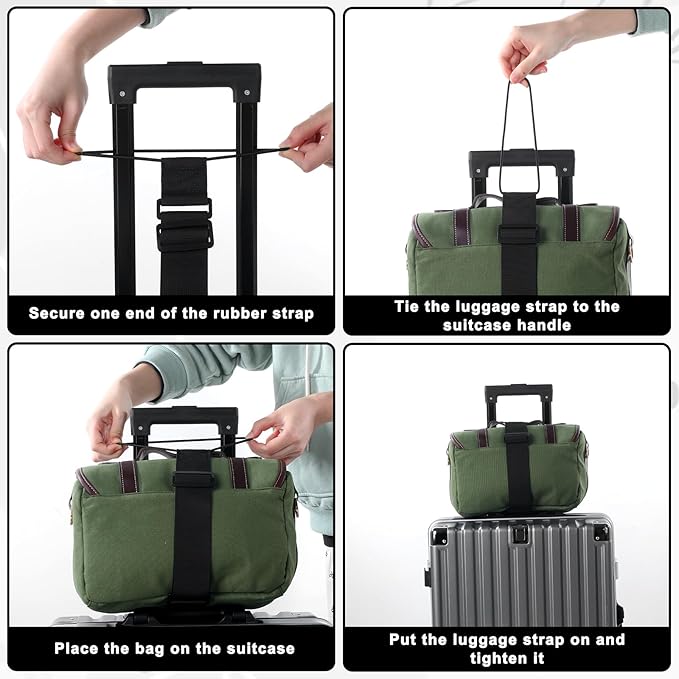 2 Pack Luggage Straps for Add a Bag Bungees, Suitcase Adjustable Belt 2-in-1 Luggage Straps Add a Bag for Suitcases Lightweight Easy Elastic Wrap Belts for Attaching Extra Bags