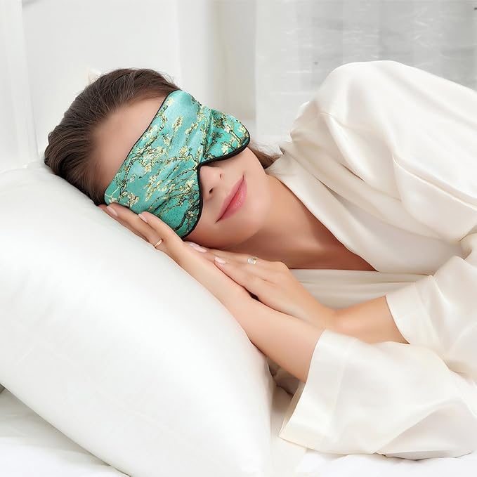 Alaska Bear Natural Silk Sleep Mask, Blindfold, Super Smooth Eye Mask (Blossom Almond)