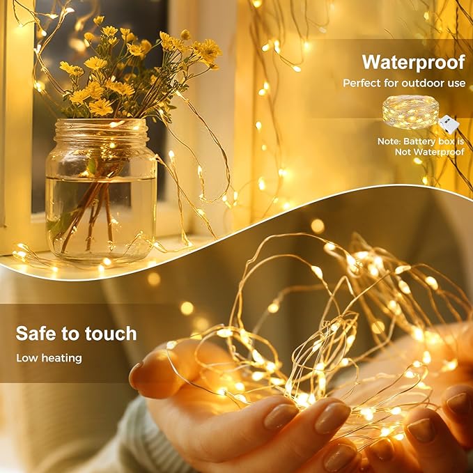 kolpop 18 Pack Fairy Lights Battery Operated, Twinkle Mini String Lights | Warm White, 3 Modes, 7Ft/20 LED, Waterproof, for DIY Crafts Xmas Mason Jars Wedding Party Table Centerpiece Decoration