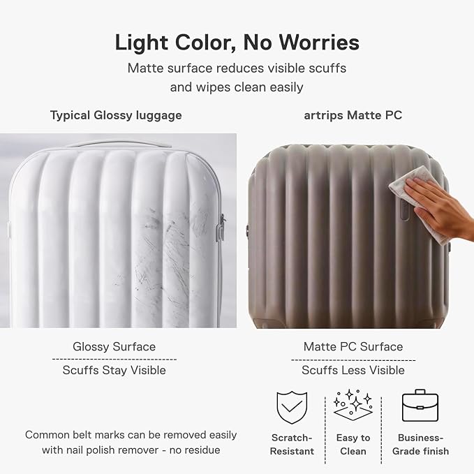 artrips Large Checked Luggage 28 Inch, Hard Shell Suitcase with Spinner Wheels, Large Travel Suitcase for Long Trips and Family Travel, Grey