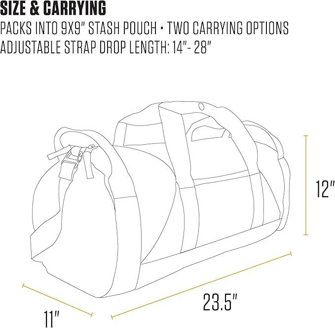 Carhartt Classic Round Duffel with Utility Pouch, Heavy-Duty, Water-Resistant Packable Gear Bag for Jobsite, Gym, and Travel