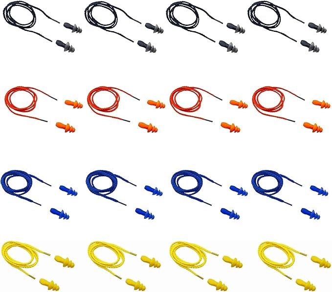 Ear Plugs for Sleeping Noise Canceling, 16 Pairs Reusable Ear Plugs Soft Silicone Earplugs Noise Reduction with Nylon Cord Hearing Protection for Shooting,Snoring,Travel, Work, Studying, Loud Noise