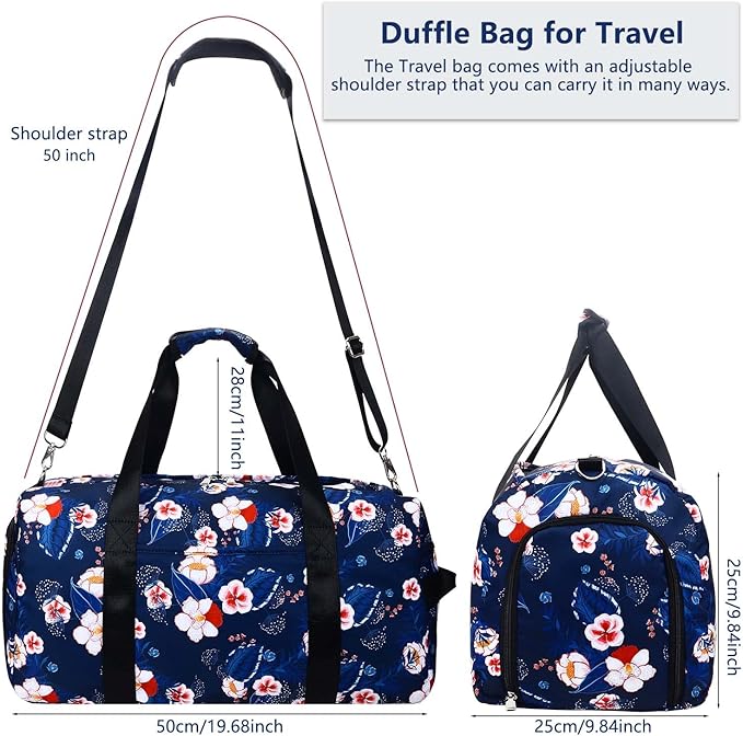 Gym Bag for Women, Small Sport Duffel Bag for Yoga Swim Dance, Gyms and Weekend Getaway,Gymbag Waterproof Dufflebag with Shoe and Wet Clothes Compartments,Carryon Overnight