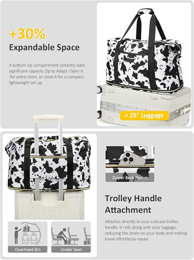 Expandable Travel Duffle Bags Weekender Overnight Bags for Women Men Hospital Bag for Women Labor Delivery with Toiletry Bag Waterproof